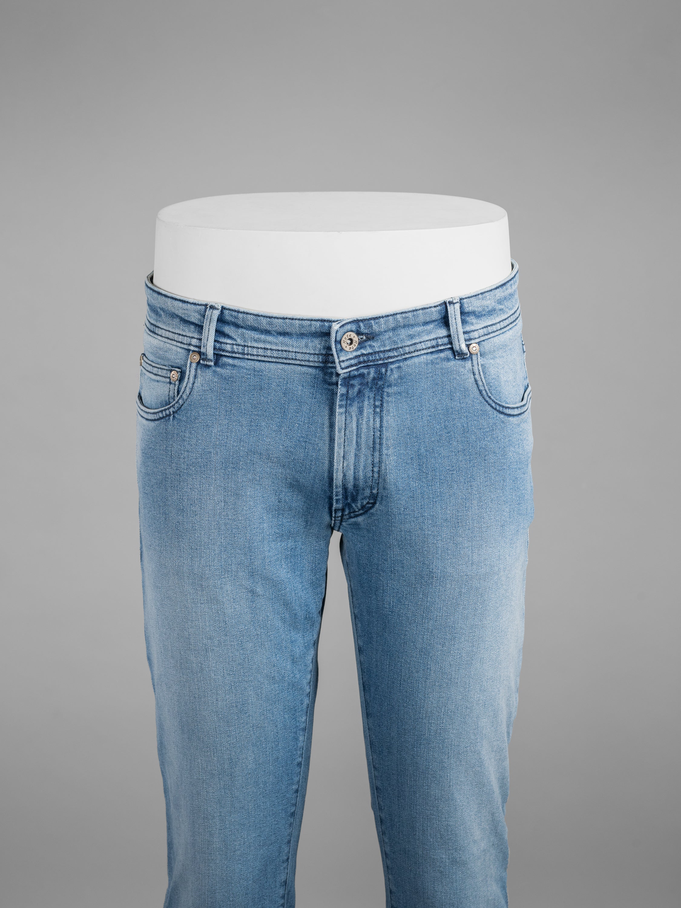 Light blue denim cotton 5 pockets trousers